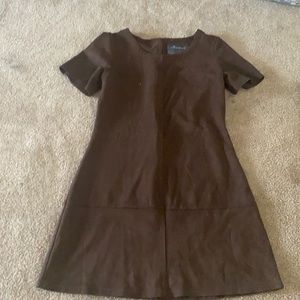 Paper crane brown suede dress